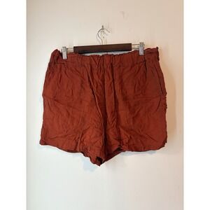 Alexander Jordan Linen Blend Shorts Womens Size Large Rust Pull On Elastic Waist